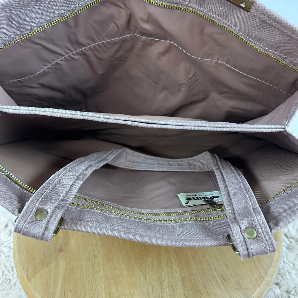 Super Spacers Tote Bag Mauve Purple Top Handle Gold Accents Travel‎ Purse